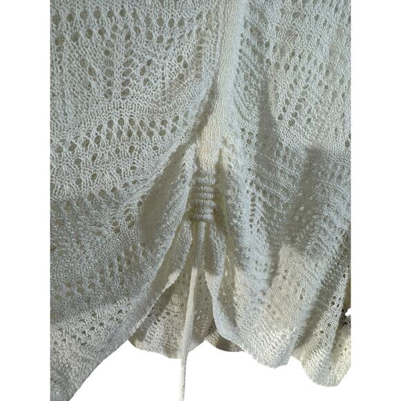 Pol Boho Open Knit White Lightweight Summer Sweater Large Flowy Adjustable - Picture 4 of 8